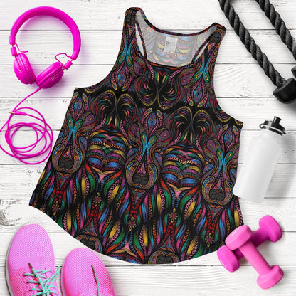 Colorful Art Wolf Women Racerback Tank Top