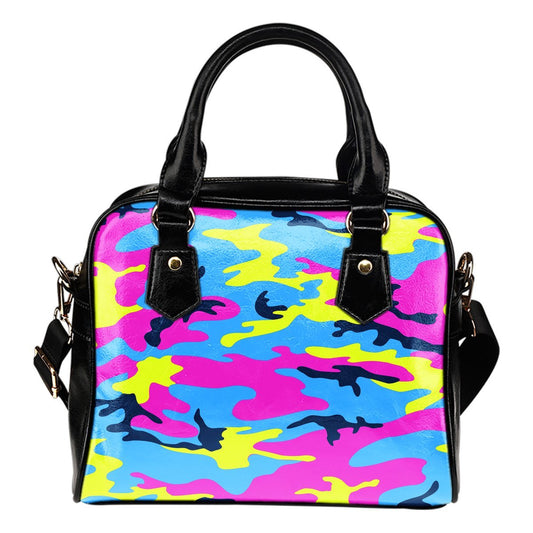 Colorful Camouflage Camo Leather Shoulder Handbag