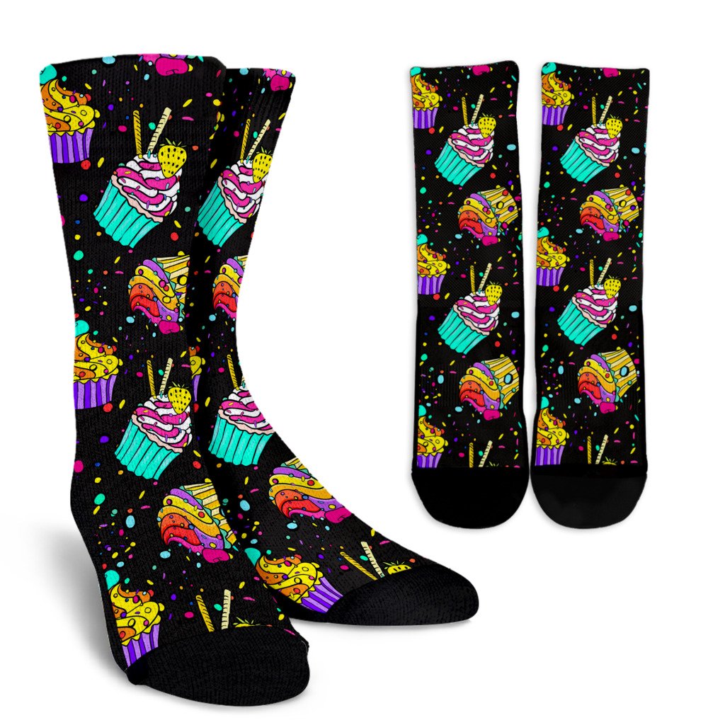Colorful Cupcake Pattern Crew Socks