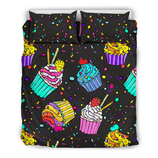 Colorful Cupcake Pattern Duvet Cover Bedding Set