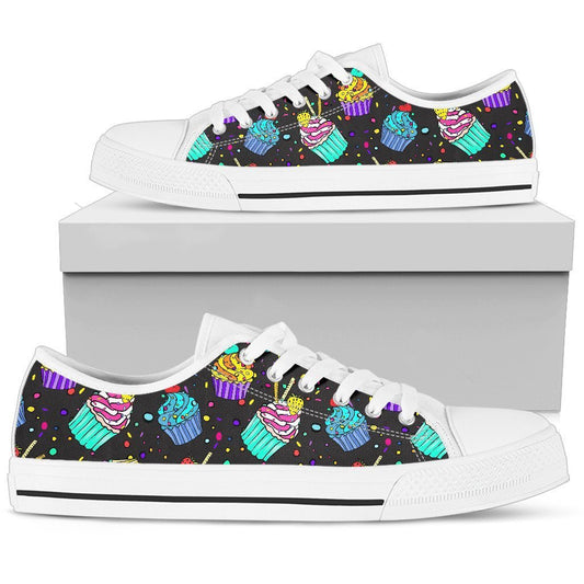 Colorful Cupcake Pattern Men High Top Canvas Shoes