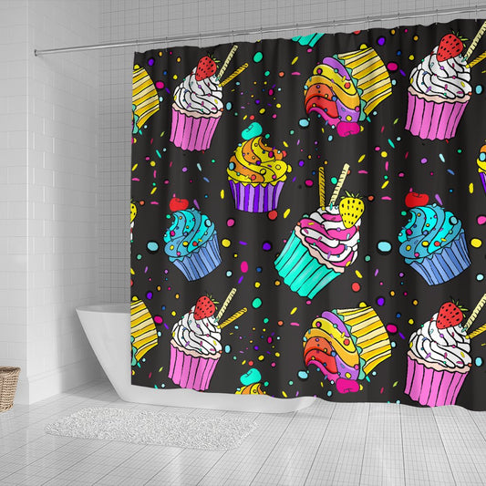 Colorful Cupcake Pattern Shower Curtain