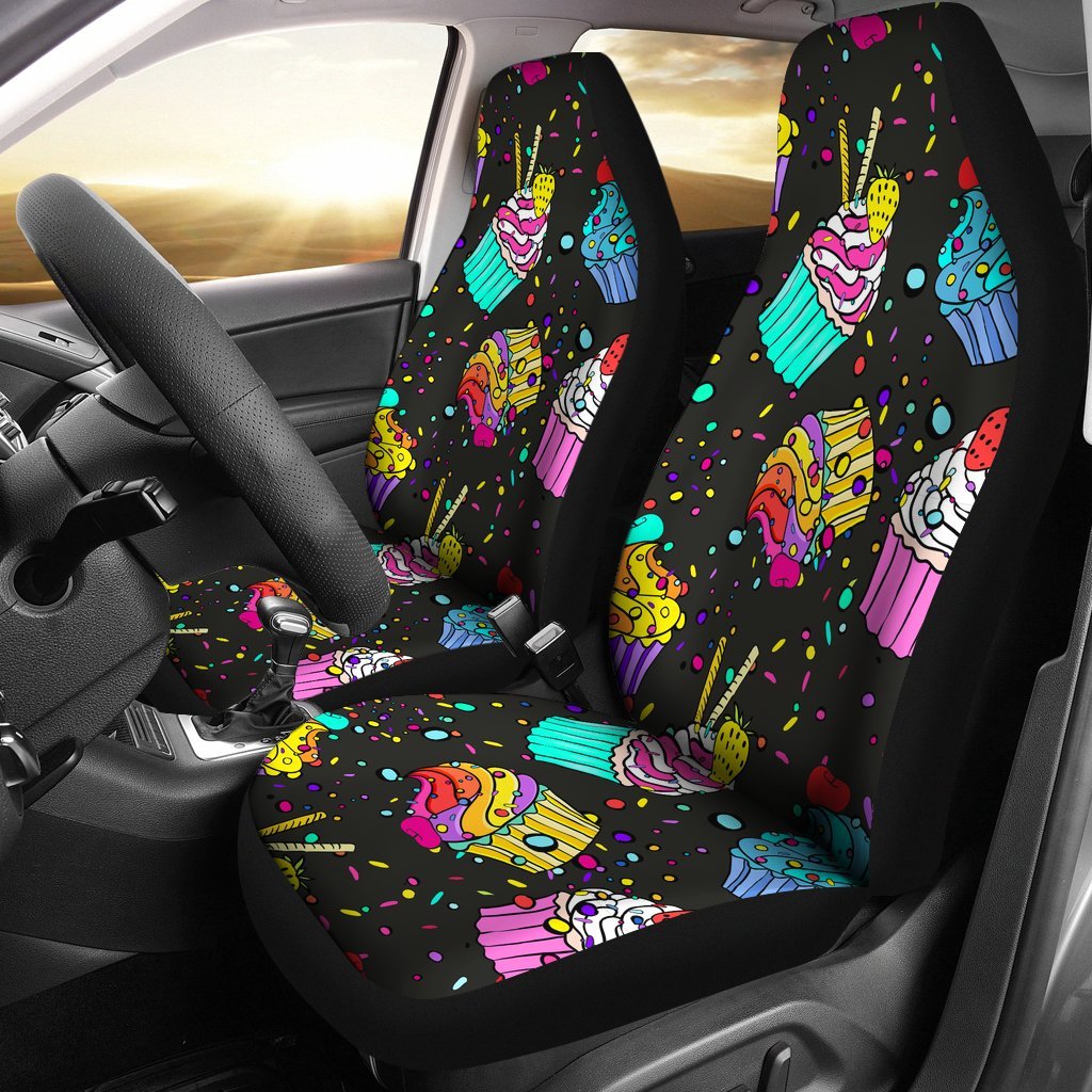 Colorful Cupcake Pattern Universal Fit Car Seat Covers