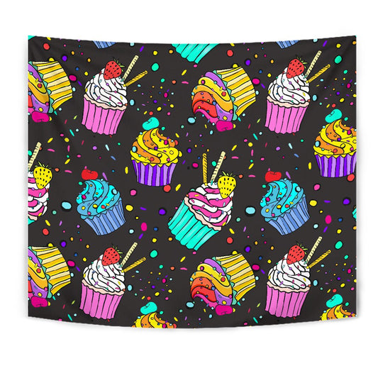 Colorful Cupcake Pattern Wall Tapestry