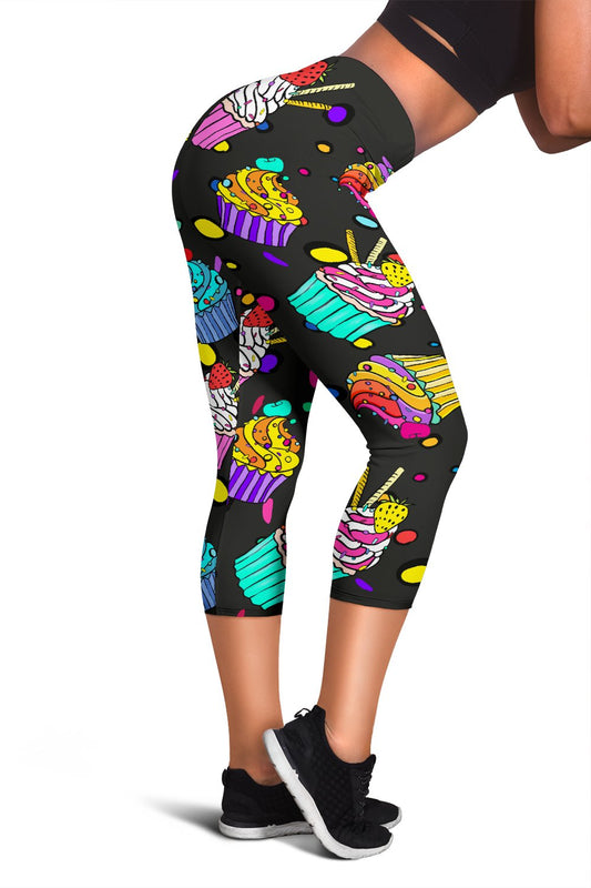 Colorful Cupcake Pattern Women Capris