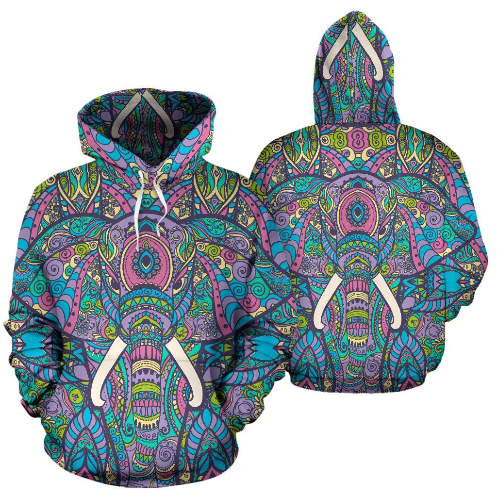 Colorful Elephant Indian Print All Over Print Hoodie