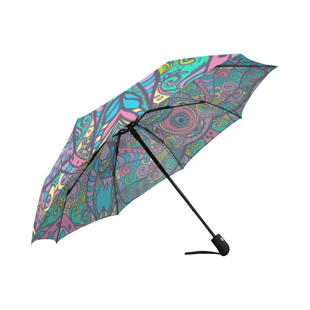 Colorful Elephant Indian Print Automatic Foldable Umbrella