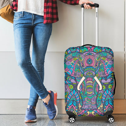 Colorful Elephant Indian Print Luggage Cover Protector