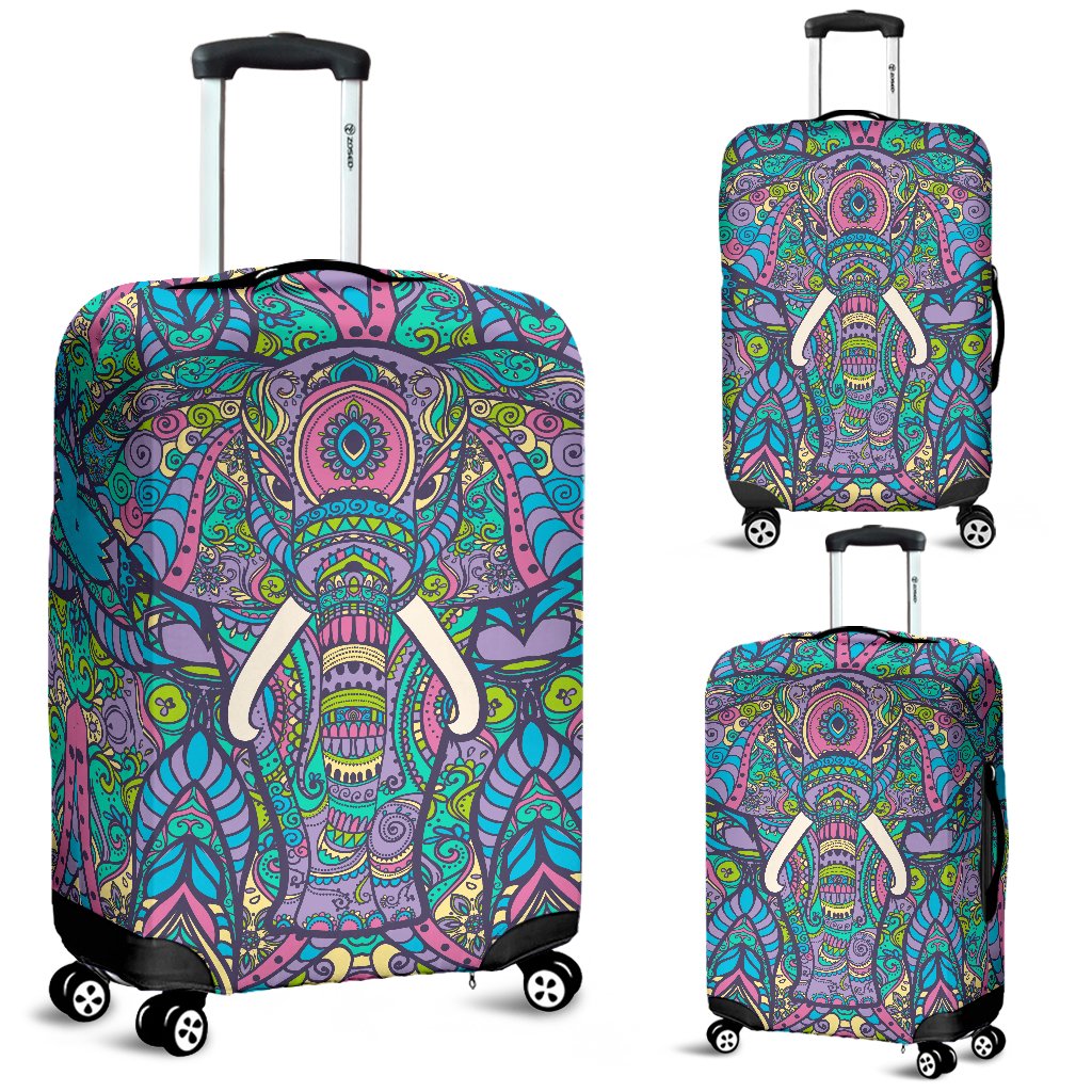 Colorful Elephant Indian Print Luggage Cover Protector