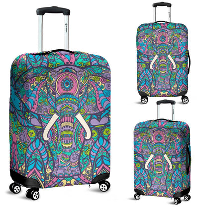 Colorful Elephant Indian Print Luggage Cover Protector