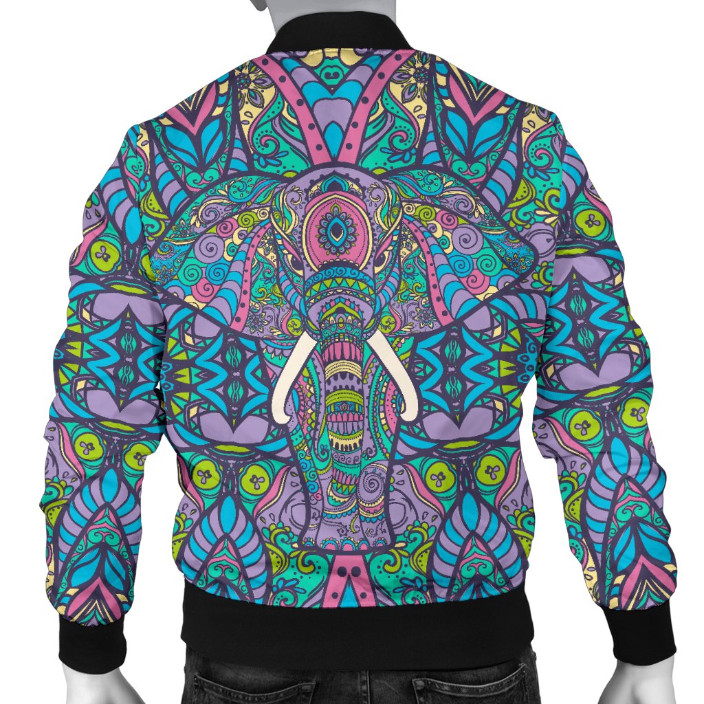 Colorful Elephant Indian Print Men Casual Bomber Jacket