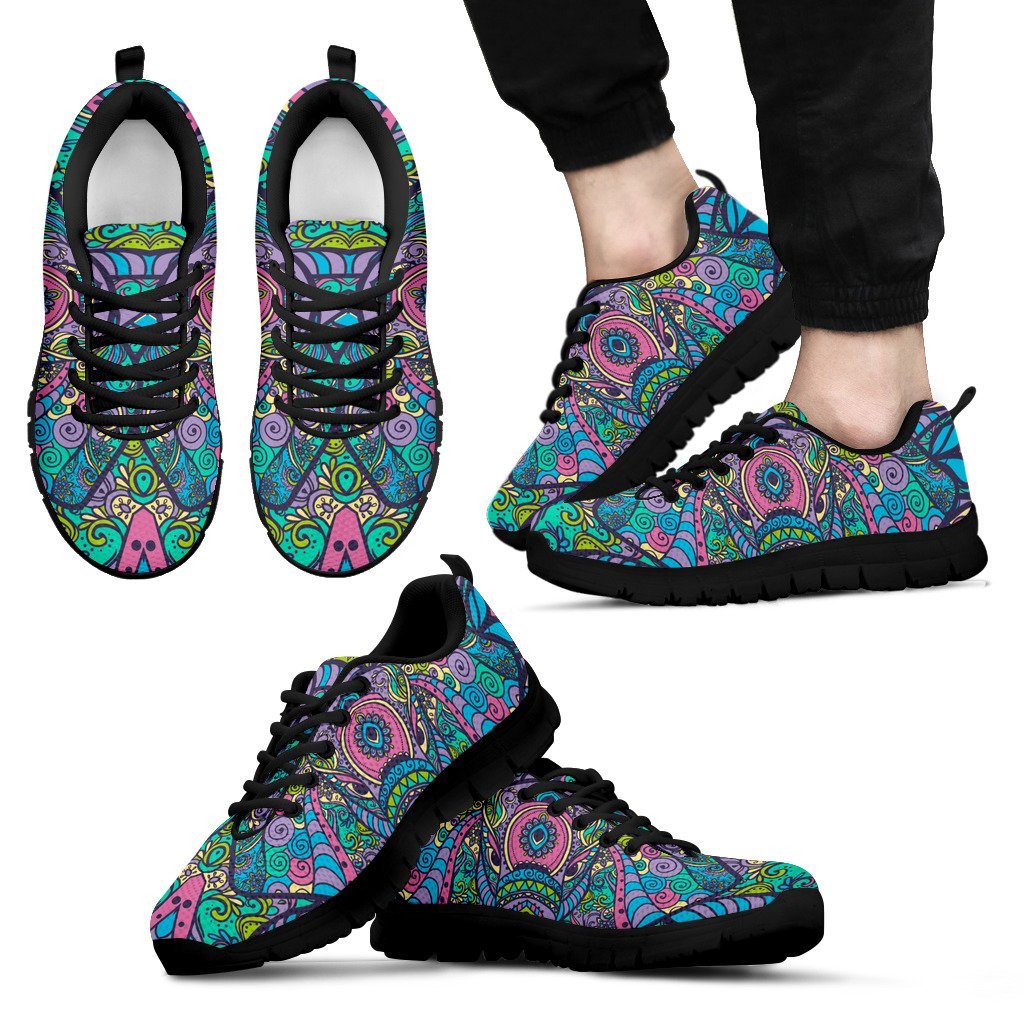 Colorful Elephant Indian Print Men Sneakers