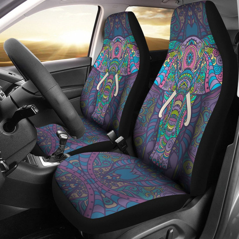 Colorful Elephant Indian Print Universal Fit Car Seat Covers