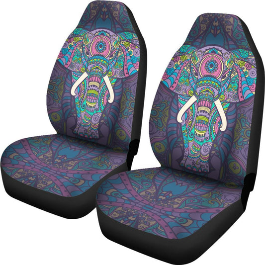 Colorful Elephant Indian Print Universal Fit Car Seat Covers