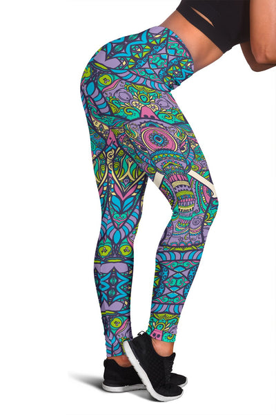 Colorful Elephant Indian Print Women Leggings