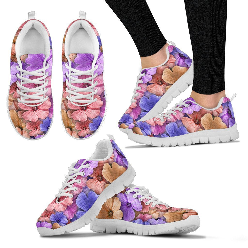 Colorful Geranium Floral Pattern Women Sneakers
