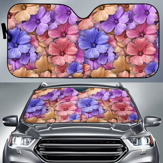 Colorful Geranium Pattern Car Sun Shade-JorJune