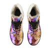 Colorful Geranium Pattern Faux Fur Leather Boots