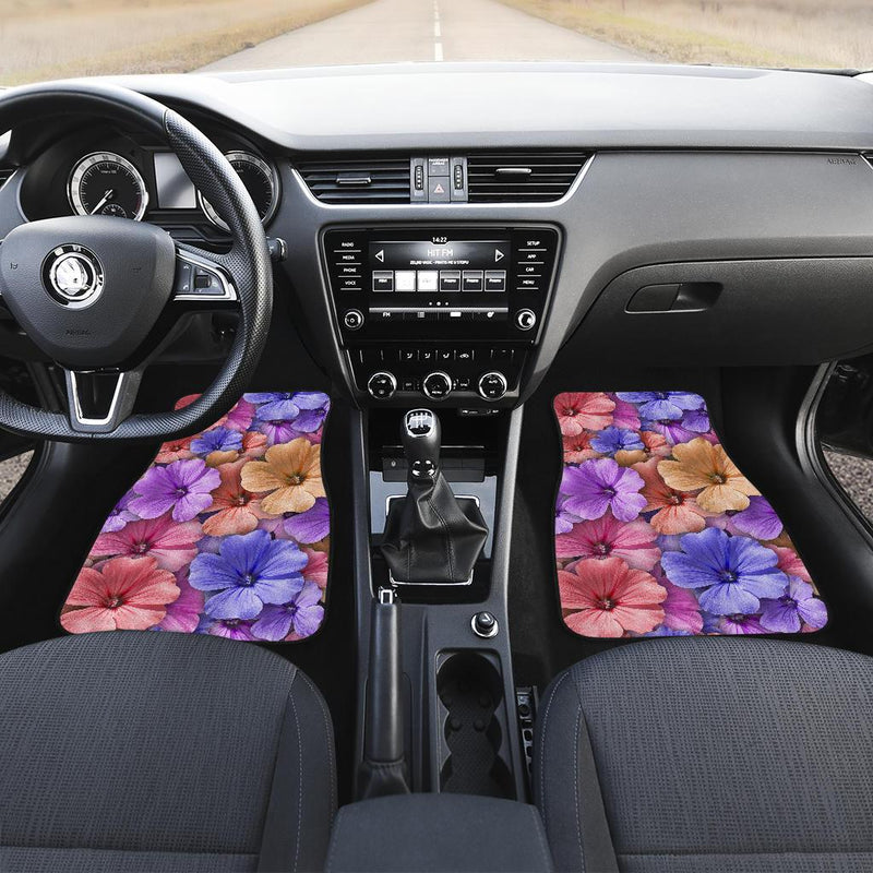 Colorful Geranium Pattern Front and Back Car Floor Mats