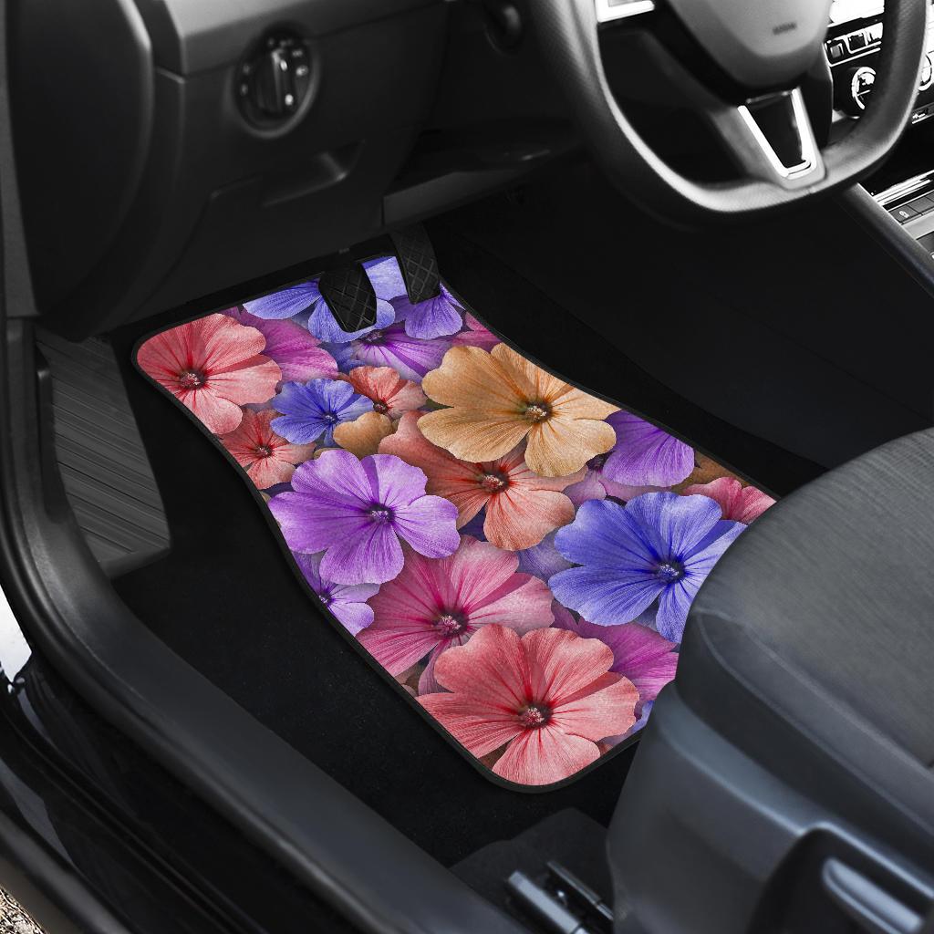 Colorful Geranium Pattern Front and Back Car Floor Mats