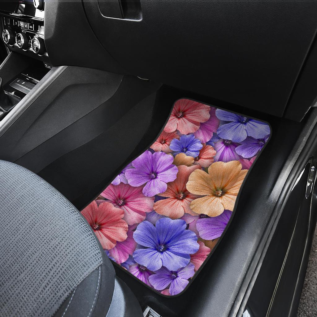 Colorful Geranium Pattern Front and Back Car Floor Mats