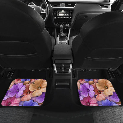 Colorful Geranium Pattern Front and Back Car Floor Mats
