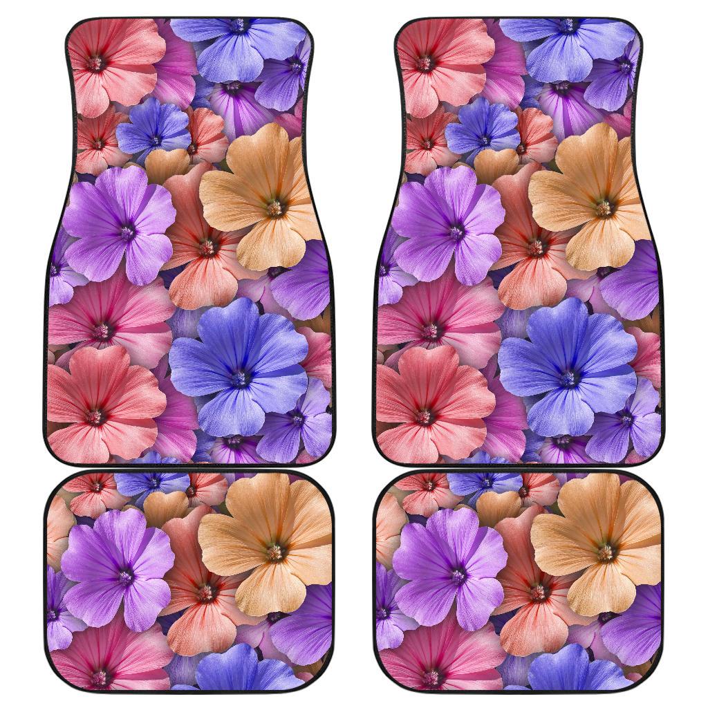 Colorful Geranium Pattern Front and Back Car Floor Mats