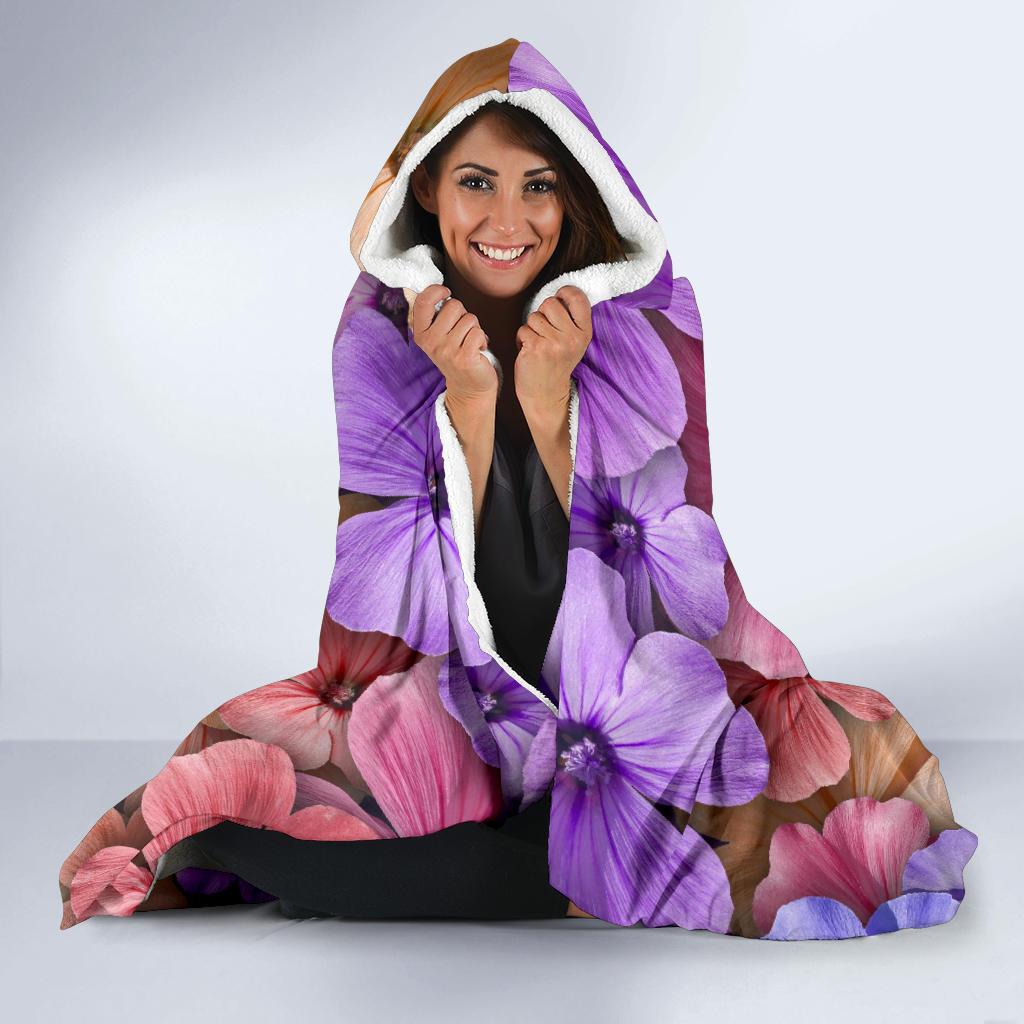 Colorful Geranium Pattern Hooded Blanket-JORJUNE.COM
