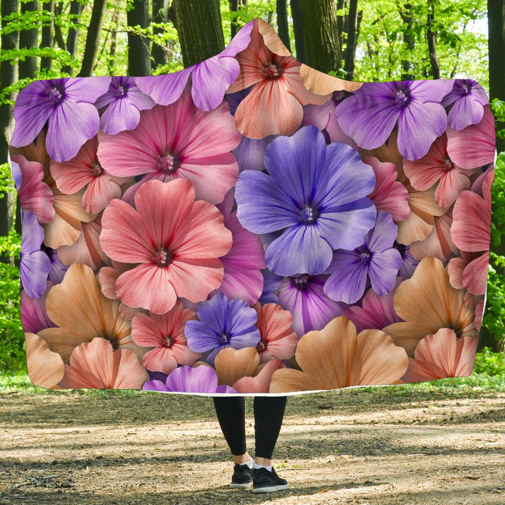 Colorful Geranium Pattern Hooded Blanket-JORJUNE.COM