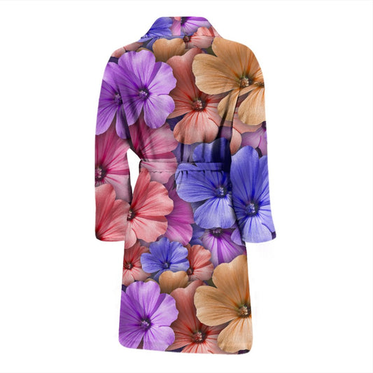 Colorful Geranium Pattern Men Bath Robe
