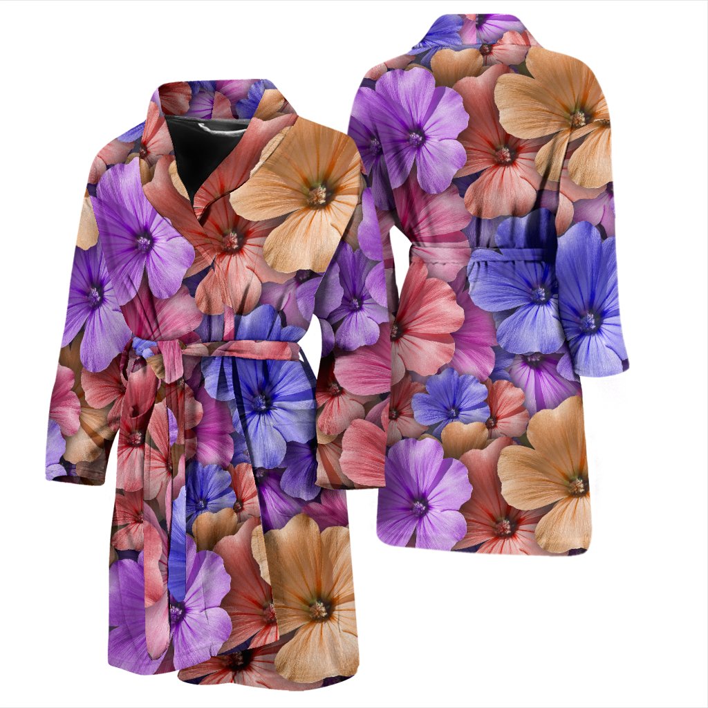 Colorful Geranium Pattern Men Bath Robe