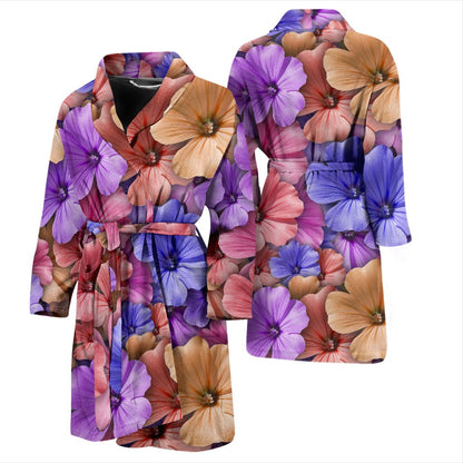 Colorful Geranium Pattern Men Bath Robe