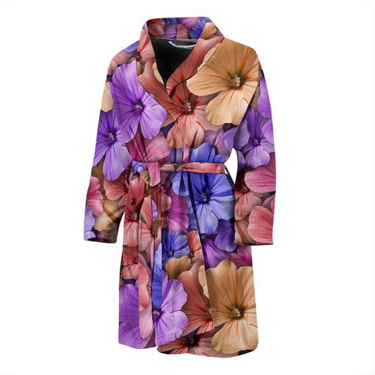 Colorful Geranium Pattern Men Bath Robe