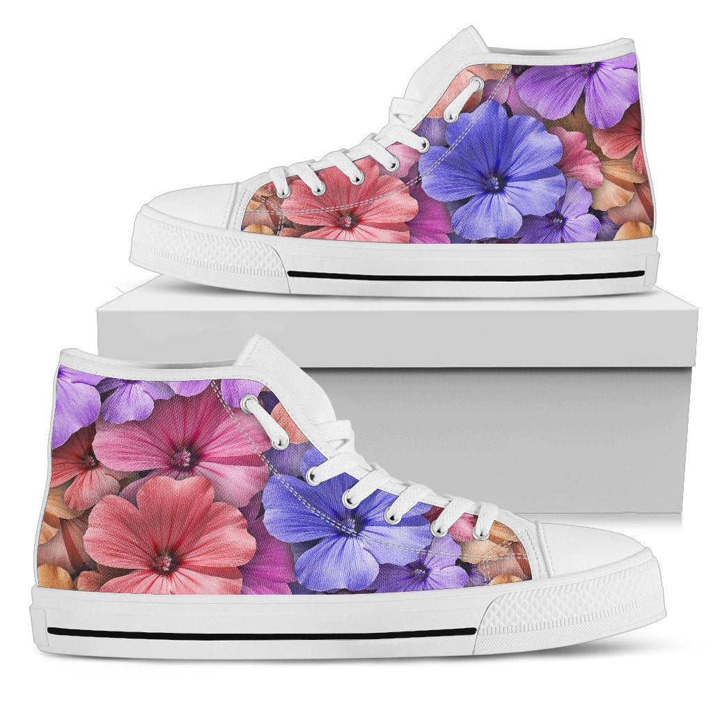 Colorful Geranium Pattern Men High Top Shoes