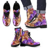 Colorful Geranium Pattern Men Leather Boots
