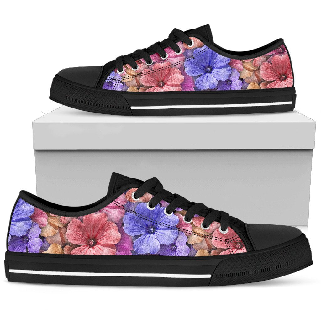 Colorful Geranium Pattern Men Low Top Shoes