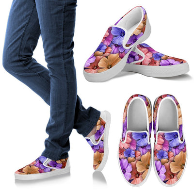 Colorful Geranium Pattern Men Slip On Shoes