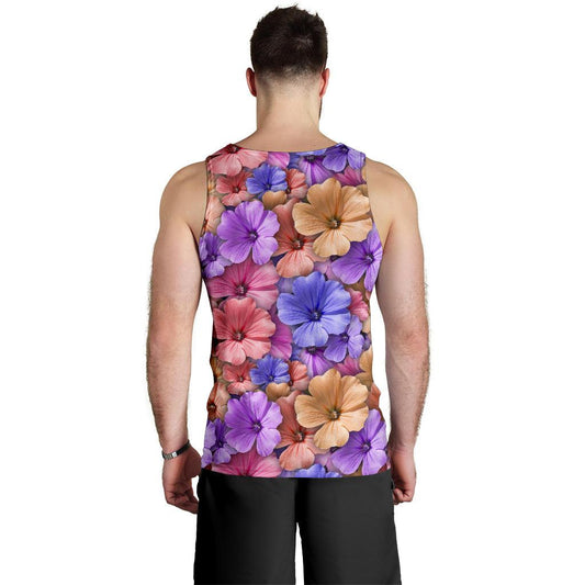 Colorful Geranium Pattern Men Tank Top
