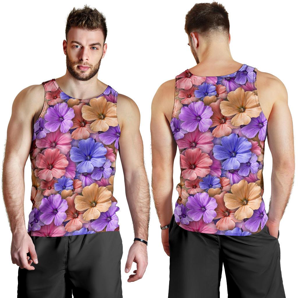 Colorful Geranium Pattern Men Tank Top