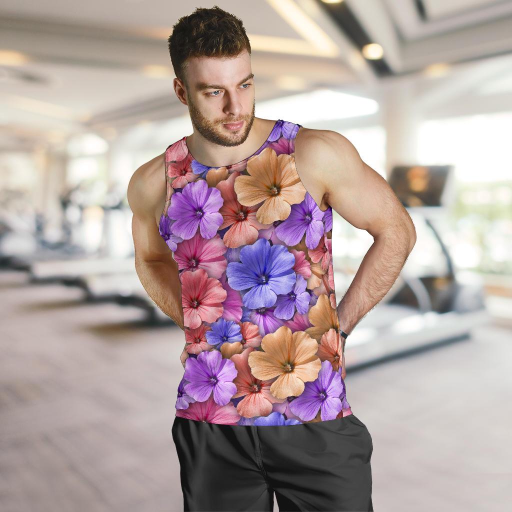 Colorful Geranium Pattern Men Tank Top