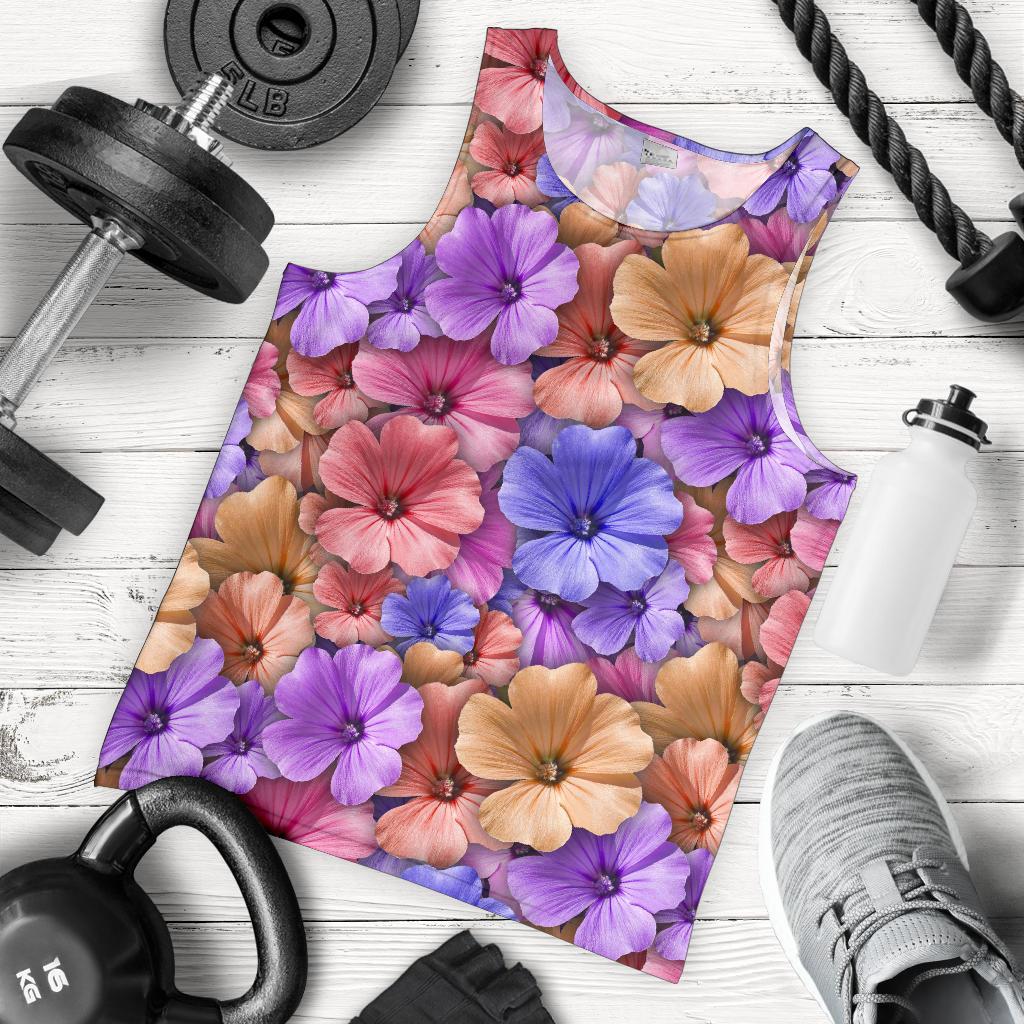 Colorful Geranium Pattern Men Tank Top