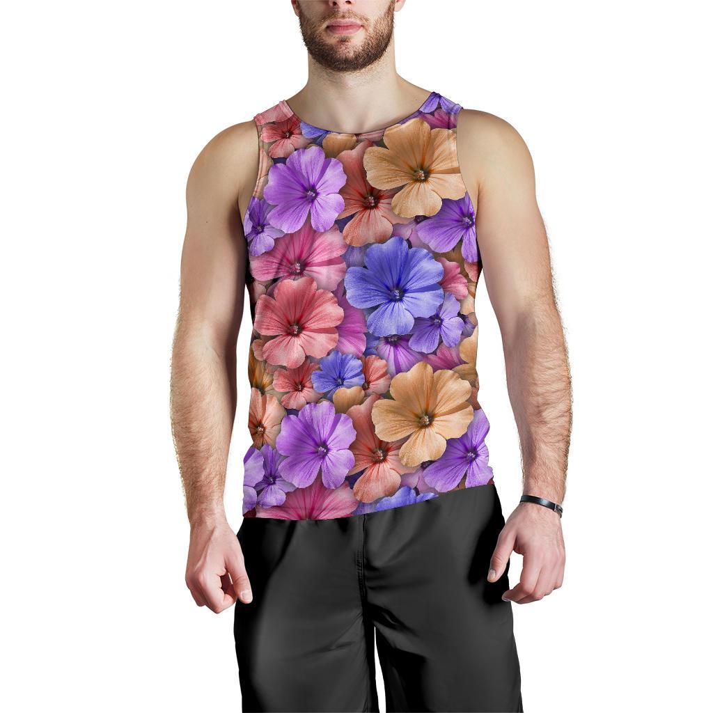 Colorful Geranium Pattern Men Tank Top