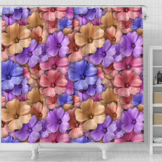 Colorful Geranium Pattern Shower Curtain