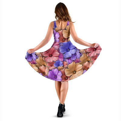 Colorful Geranium Pattern Sleeveless Mini Dress