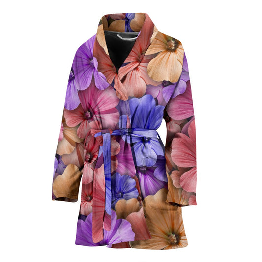 Colorful Geranium Pattern Women Bath Robe