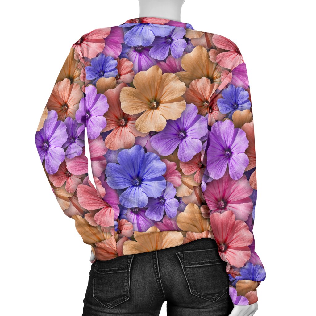 Colorful Geranium Pattern Women Crewneck Sweatshirt