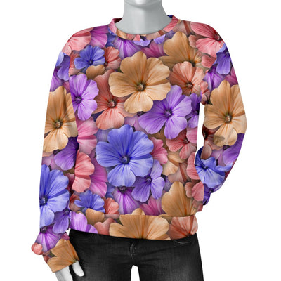 Colorful Geranium Pattern Women Crewneck Sweatshirt