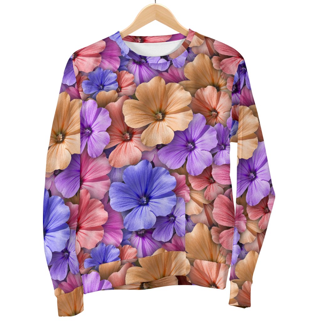 Colorful Geranium Pattern Women Crewneck Sweatshirt