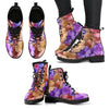 Colorful Geranium Pattern Women Leather Boots