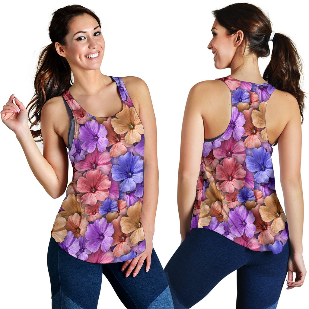 Colorful Geranium Pattern Women Racerback Tank Top